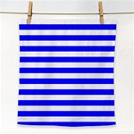 Horizontal Stripes - White and Blue Face Towel