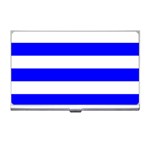 Horizontal Stripes - White and Blue Business Card Holder