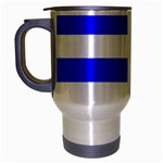 Horizontal Stripes - White and Blue Travel Mug (Silver Gray)