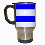 Horizontal Stripes - White and Blue Travel Mug (White)