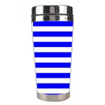 Horizontal Stripes - White and Blue Stainless Steel Travel Tumbler