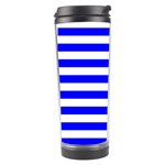 Horizontal Stripes - White and Blue Travel Tumbler
