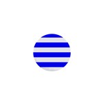 Horizontal Stripes - White and Blue 1  Mini Button