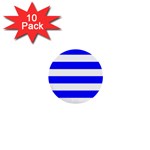 Horizontal Stripes - White and Blue 1  Mini Button (10 pack)