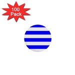 Horizontal Stripes - White and Blue 1  Mini Button (100 pack)