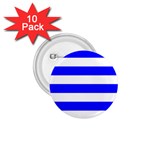 Horizontal Stripes - White and Blue 1.75  Button (10 pack)