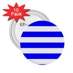 Horizontal Stripes - White and Blue 2.25  Button (10 pack)