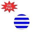Horizontal Stripes - White and Blue 1  Mini Magnet (100 pack)