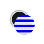 Horizontal Stripes - White and Blue 1.75  Magnet