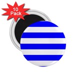 Horizontal Stripes - White and Blue 2.25  Magnet (10 pack)