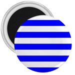 Horizontal Stripes - White and Blue 3  Magnet