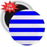 Horizontal Stripes - White and Blue 3  Magnet (100 pack)