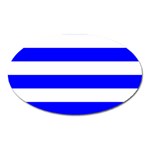 Horizontal Stripes - White and Blue Magnet (Oval)