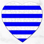Horizontal Stripes - White and Blue Jigsaw Puzzle (Heart)