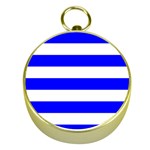 Horizontal Stripes - White and Blue Gold Compass