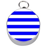 Horizontal Stripes - White and Blue Silver Compass
