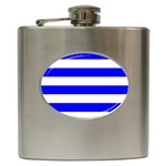 Horizontal Stripes - White and Blue Hip Flask (6 oz)