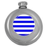 Horizontal Stripes - White and Blue Hip Flask (5 oz)
