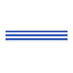 Horizontal Stripes - White and Cerulean Blue Flano Scarf (Mini)