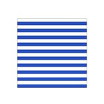 Horizontal Stripes - White and Cerulean Blue Satin Bandana Scarf