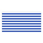 Horizontal Stripes - White and Cerulean Blue Satin Shawl
