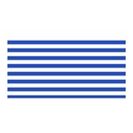 Horizontal Stripes - White and Cerulean Blue Satin Wrap