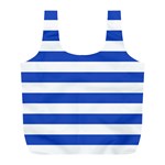Horizontal Stripes - White and Cerulean Blue Full Print Recycle Bag (L)