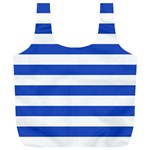 Horizontal Stripes - White and Cerulean Blue Full Print Recycle Bag (XL)