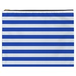 Horizontal Stripes - White and Cerulean Blue Cosmetic Bag (XXXL)
