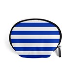 Horizontal Stripes - White and Cerulean Blue Accessory Pouch (Small)