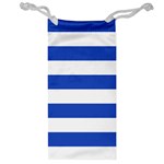 Horizontal Stripes - White and Cerulean Blue Jewelry Bag