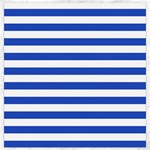 Horizontal Stripes - White and Cerulean Blue Canvas 16  x 16 