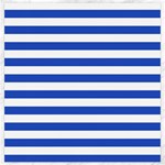 Horizontal Stripes - White and Cerulean Blue Canvas 20  x 20 