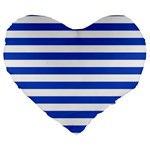 Horizontal Stripes - White and Cerulean Blue Large 19  Premium Heart Shape Cushion
