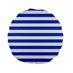 Horizontal Stripes - White and Cerulean Blue Standard 15  Premium Round Cushion