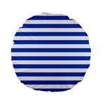 Horizontal Stripes - White and Cerulean Blue Standard 15  Premium Flano Round Cushion