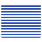Horizontal Stripes - White and Cerulean Blue Double Sided Flano Blanket (Small)