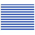 Horizontal Stripes - White and Cerulean Blue Double Sided Flano Blanket (Medium)