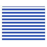 Horizontal Stripes - White and Cerulean Blue Double Sided Flano Blanket (Large)