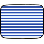 Horizontal Stripes - White and Cerulean Blue Fleece Blanket (Mini)