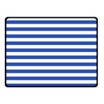 Horizontal Stripes - White and Cerulean Blue Fleece Blanket (Small) (One Side)
