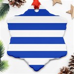 Horizontal Stripes - White and Cerulean Blue Ornament (Snowflake)