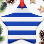 Horizontal Stripes - White and Cerulean Blue Ornament (Star)