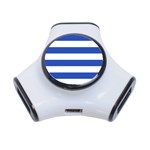 Horizontal Stripes - White and Cerulean Blue Portable USB Hub (One Side)