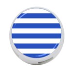 Horizontal Stripes - White and Cerulean Blue 4-Port USB Hub (Two Sides)
