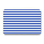 Horizontal Stripes - White and Cerulean Blue Small Doormat