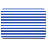 Horizontal Stripes - White and Cerulean Blue Large Doormat