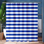 Horizontal Stripes - White and Cerulean Blue Shower Curtain 60  x 72  (Medium)