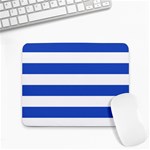 Horizontal Stripes - White and Cerulean Blue Small Mousepad