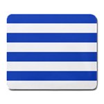 Horizontal Stripes - White and Cerulean Blue Large Mousepad